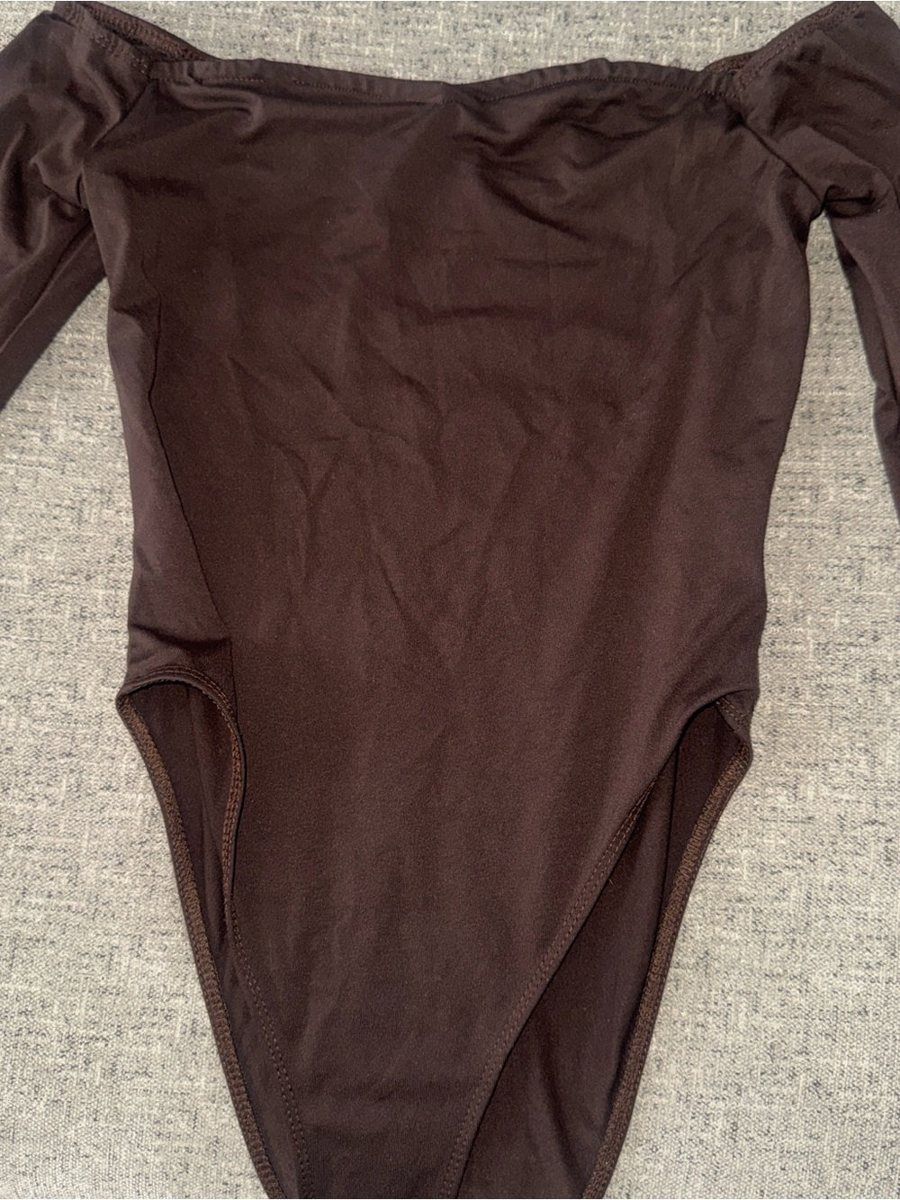 SHEIN Off-Shoulder Long Sleeve Bodysuit - Brown